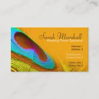 Peacock Feather Orange Business Card