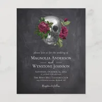 Budget Gothic Skull Floral Wedding Invitation