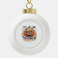 Trumpkin Classic – Spooky Pumpkin Design Ceramic Ball Christmas Ornament