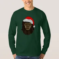 Funny Bigfoot In Santa Hat Sasquatch Humor T-Shirt