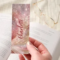 Pink Rose Gold Sparkle Glitter Personalized Bookmarks