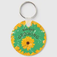 Yellow Flower Your Name Worn Look Rustic Country Keychain