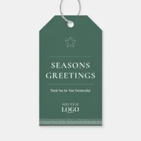 Elegant Business Logo Corporate Green Greek Key Gift Tags