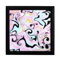 Fluid Art  Cotton Candy Pink, Teal, Black and Gold Gift Box