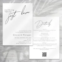 Nothing Fancy Just Love Script QR Code Wedding Invitation