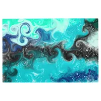 Teal, Blue and Black Fluid Art Marble Swirls  