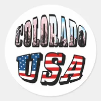 Colorado Picture and USA Text Classic Round Sticker