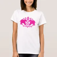 Chic Indian Elephants Pink Ethnic T-Shirt