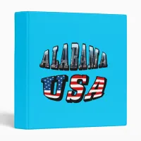 Alabama Picture and USA Flag Font 3 Ring Binder