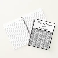 Black and White Geometric Square Pattern Notebook