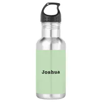 Light Sage Green Minimal Simple Personalized Name Stainless Steel Water Bottle