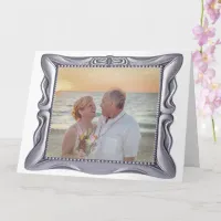 25th Wedding Anniversary Antique Silver Frame Big Card