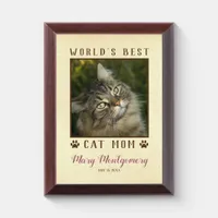 World's Best Cat Mom Paw Prints Pet Photo Frame Award Plaque
