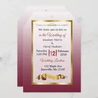 Burgundy and Gold  Gradient Wedding Invitations