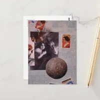 Vintage Woman and Horse Stamps Mixed Media Collage Postcard