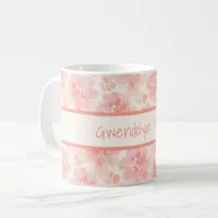 Abstract Floral Watercolor Pattern Peach and Pink Coffee Mug