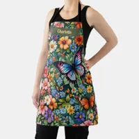 Colourful Garden Apron - Flowers and Butterflies
