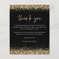 PAPER | Gold Glitter Photo 21st Black Thank You