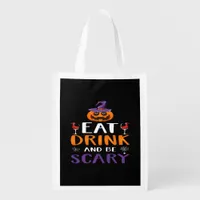 Eat Drink And Be Scary Halloween Party Witch Drink Grocery Bag