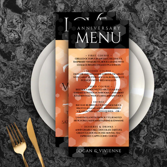 Elegant 32nd Bronze Wedding Anniversary Menu