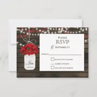 Barn wood poinsettia mason jar rustic wedding rsvp