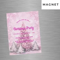 Christmas party pink tree snowflakes luxury magnetic invitation