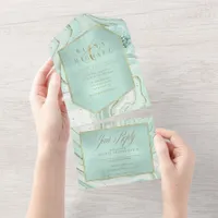 Abstract Agate Wedding Mint Green ID827 All In One Invitation