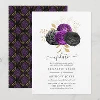 Black Purple and Gold Floral Gothic Wedding Update Invitation