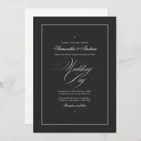 Elegant Typography Timeless Black & White Wedding Invitation