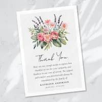 Boho Floral Sympathy Funeral Thank You Card