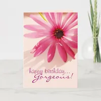 Happy Birthday Gorgeous Pink flower Card