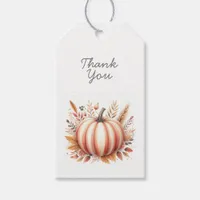 Fall boho watercolor pumpkin Thanksgiving Gift Tags