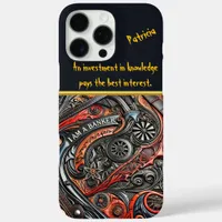 Detailed Leather Artwork Showcasing Banking Theme iPhone 16 Pro Max Case