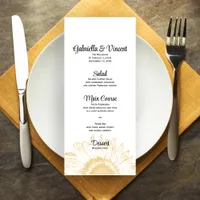 Yellow Sunflower Graphic Wedding Menu