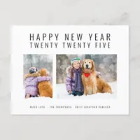 Minimalist Family 2 Photos 2024 Happy New Year Holiday Postcard