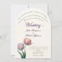 Romantic and Poetic Pastel Tulips Watercolor Invitation