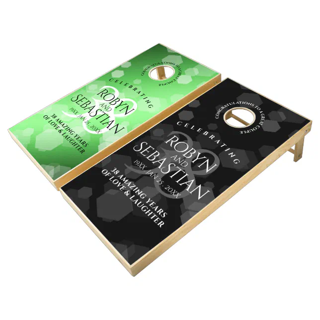 Elegant 38th Emerald Wedding Anniversary Cornhole Set