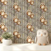 Mama and Baby Owls Nursery Wallpaper