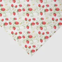 Strawberry Blossoms and Berries Watercolor Style Tissue Paper