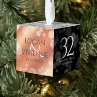 Elegant 32nd Bronze Wedding Anniversary Cube Ornament
