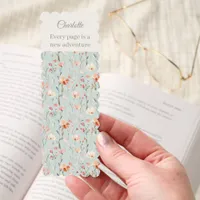 Sage green florals pink quote bookmarks