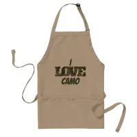 I Love Camouflage Green Brown | Adult Apron