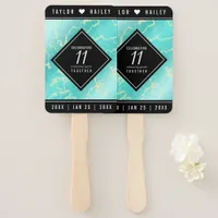 Elegant 11th Turquoise Wedding Anniversary Hand Fan