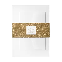 Abstract Glitter Strata Wedding Gold ID903 Invitation Belly Band