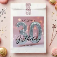 Glam Silver Disco Ball Pink 30th Birthday Favor Bag