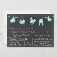 Chalkboard blue Baby shower Invitation