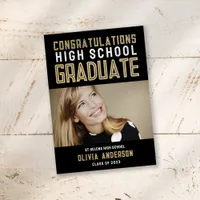 Black Gold Photo High School Graduation Announcement