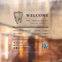 Professional 3D Tooth Icon Dentist Opening Hours Window Cling