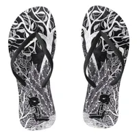 Black panther in the jungle - pencil drawing flip flops