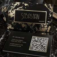 Abstract Cracked Foil on Black  Business Cards